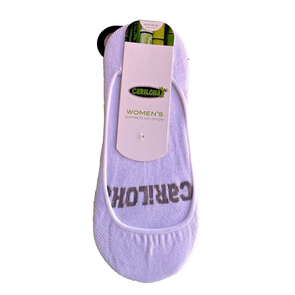 Cariloha Bamboo No Show Socks Womens S/M White Soft Breathable NEW Low Cut